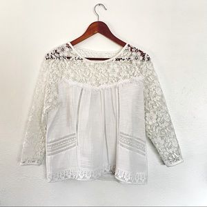 Guest Editor White Gauze Lace Top from Anthropologie- Sz Small